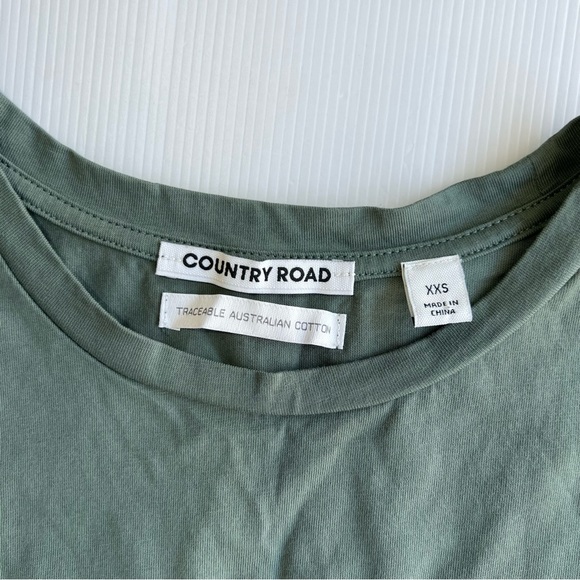Country Road Tee T-Shirt Olive Green Signature Logo Relaxed Fit Size XXS 6/8 - Picture 8 of 12